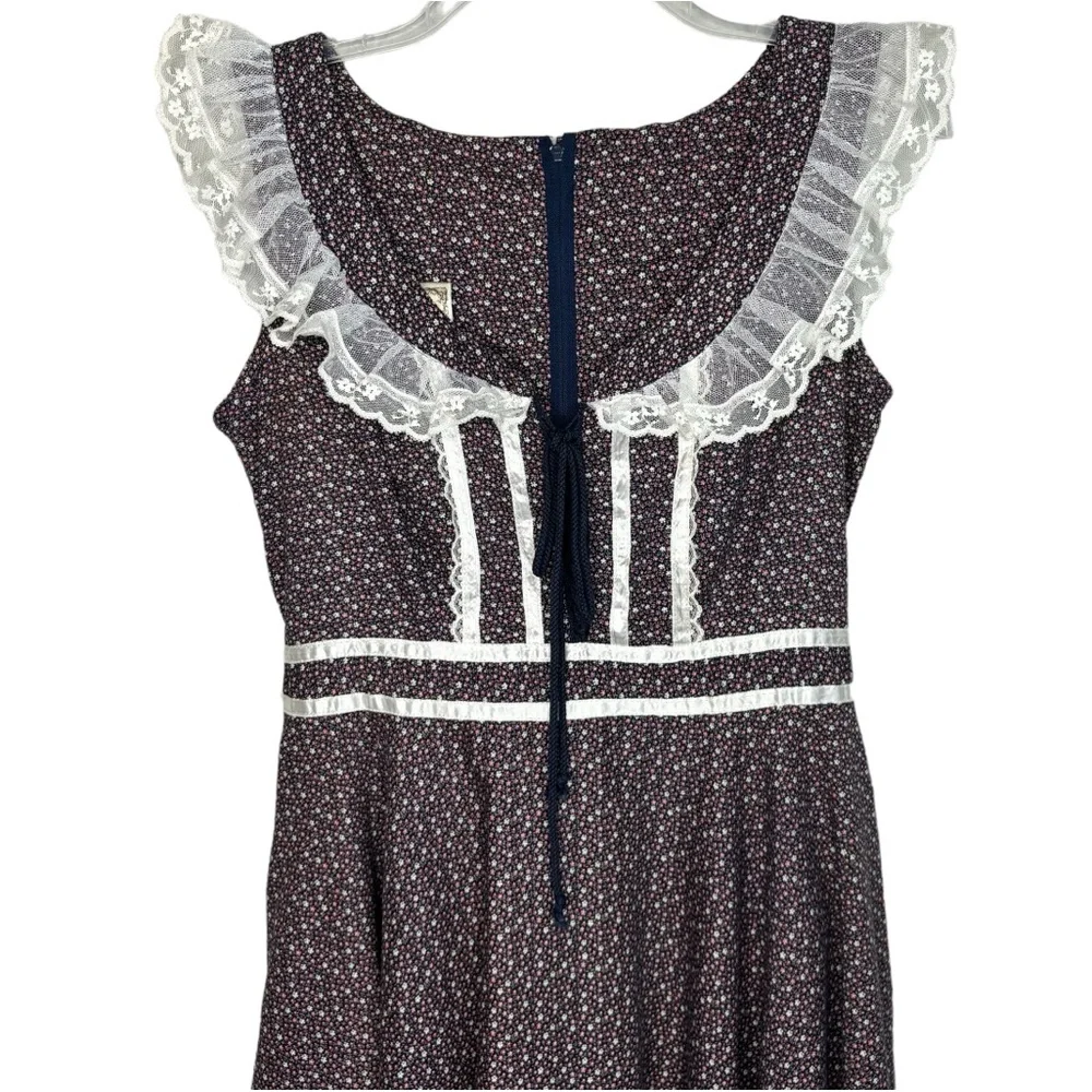 GUNNE SAX by Jessica Vintage Rare Purple Floral Prairie Dress Size 13 Sleeveless - Picture 2 of 15